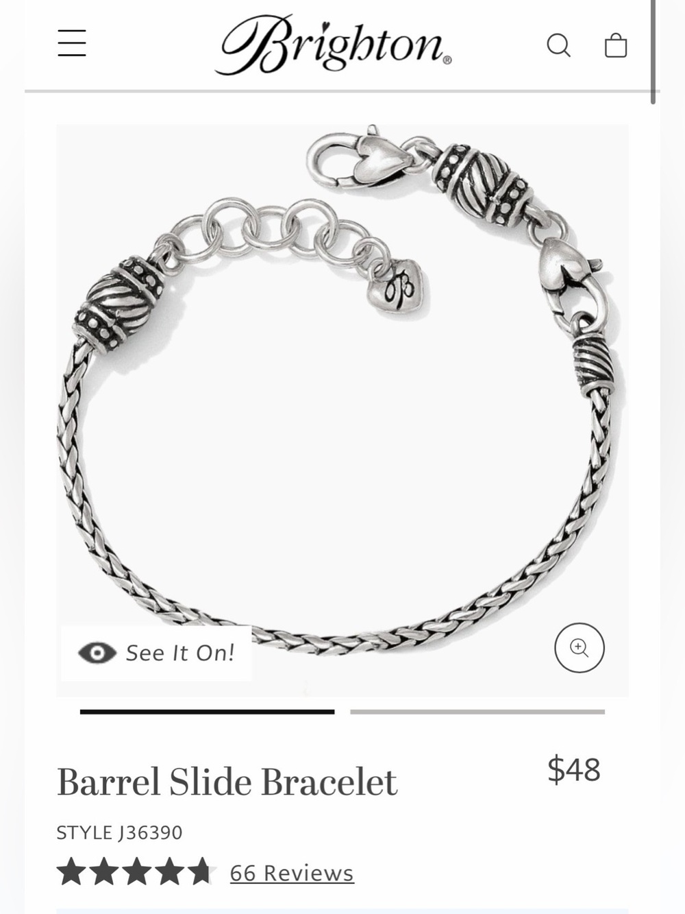 💗 Brighton BRIGHTON *ADD CHARMS* Silver Charm Bracelet